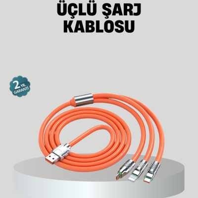 ÜÇLÜ Şarj Kablosu – Yüksek Hızlı, Dayanıklı ve Uzun Ömürlü