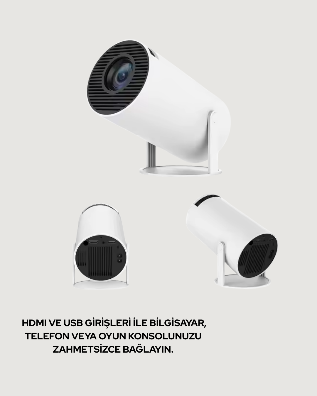 4K Uyumlu 130 İnç Full HD Projeksiyon Cihazı ve Kablosuz Aktarım Özelliği