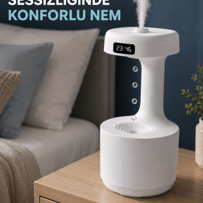 Ultrasonik Hava Nemlendirici 800 ml Aromaterapi Difüzör Ters Su Damlası Efektli