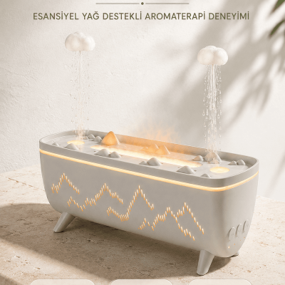 Ultrasonik Hava Nemlendirici Aromaterapi Difüzörü Jöle Yağmur Efektli LED Işıklı 280 ML
