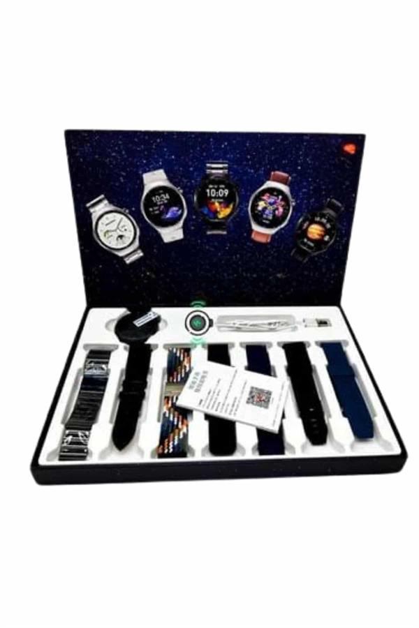 Unısex Yuvarlak Ekranlı 7 Kordonlu Akıllı Saat GPS Destekli Çoklu Kordon Seçeneği