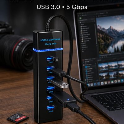 USB 3.0 Çoklayıcı 7 Port Yüksek Hızlı Veri Aktarım