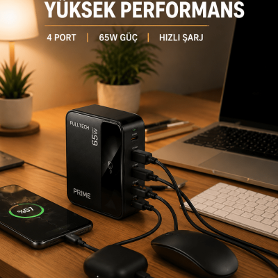 USB-A ve USB-C Girişli Çoklu Şarj Cihazı