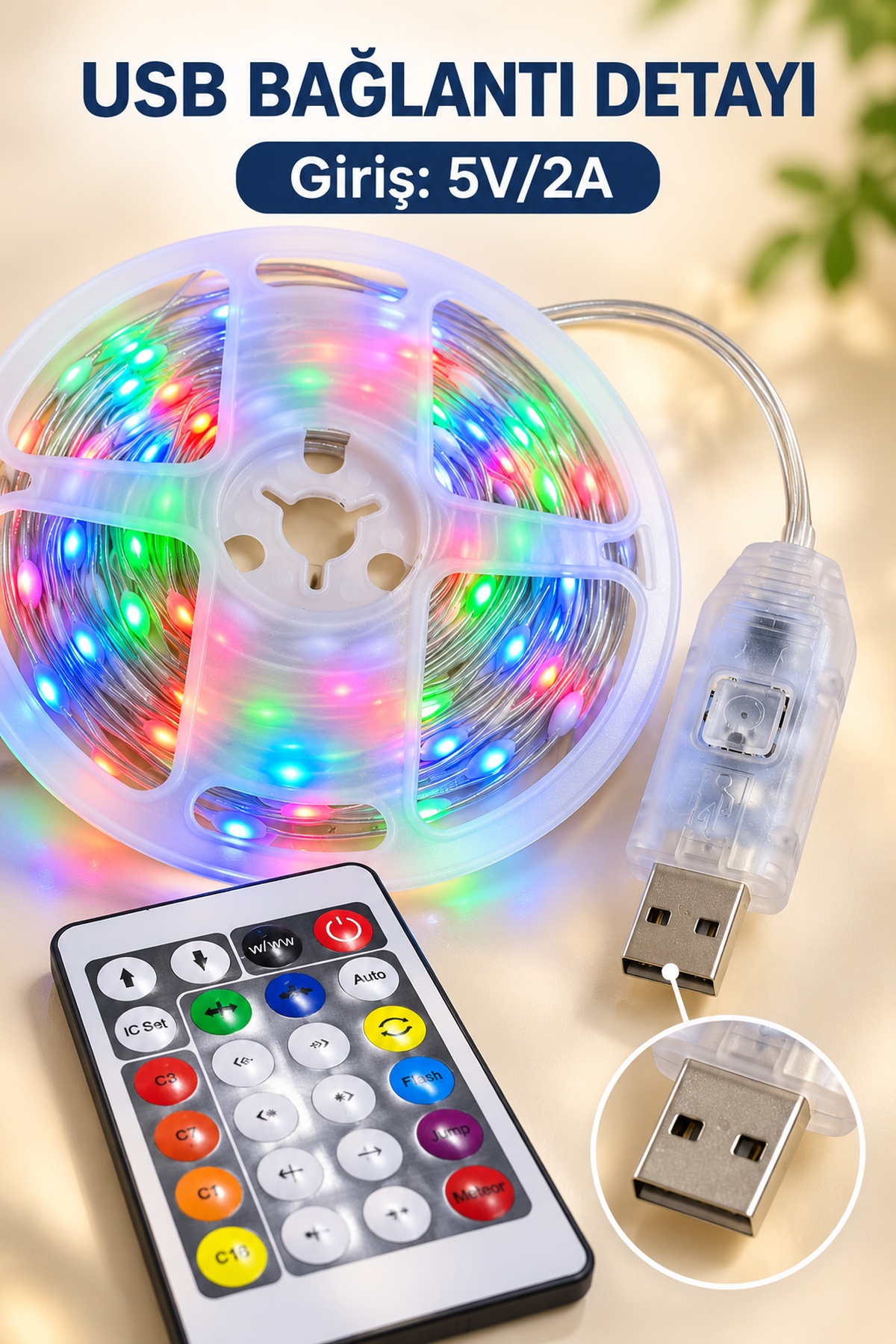 USB Bağlantılı 10 Metre RGB LED Işık