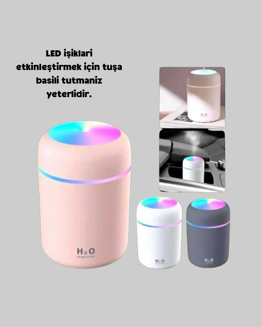 Taşınabilir USB Mini Nemlendirici – LED Aydınlatmalı, Çift Püskürtme Modu