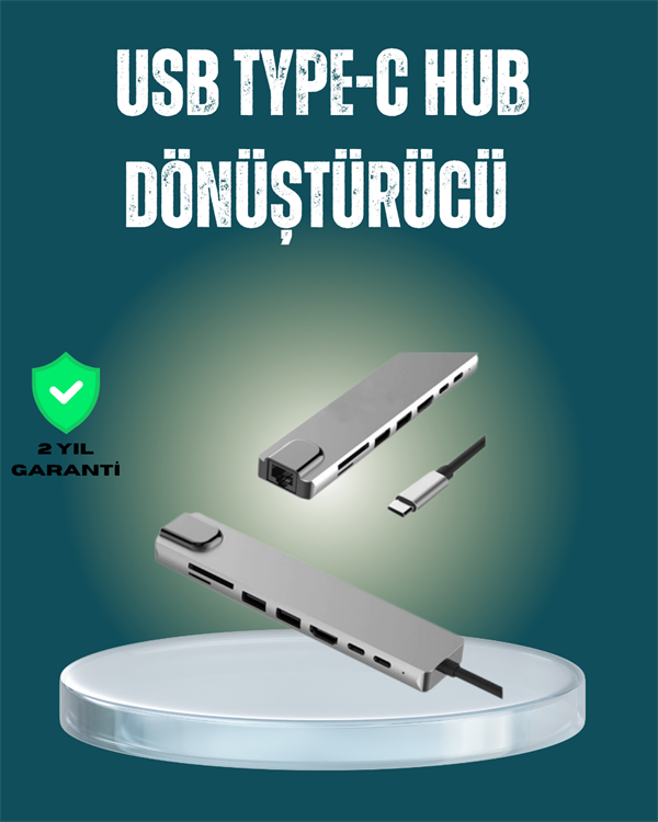 USB‑C Çoklu Bağlantı Merkezi – 5 Gbps, 100‑240 V, Sağlam Eloksal Tasarım