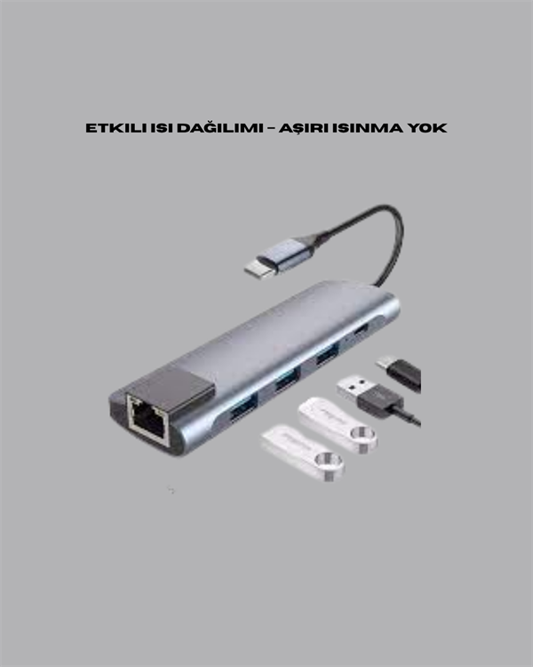 USB‑C Çoklu Bağlantı Merkezi – 5 Gbps, 100‑240 V, Sağlam Eloksal Tasarım