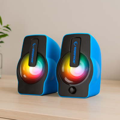 USB RGB Işıklı 1+1 6W Multimedya Hoparlör Seti