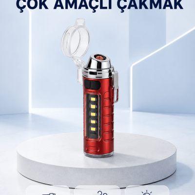 USB Şarjlı Rüzgar Geçirmez Elektrikli Çakmak El Fenerli