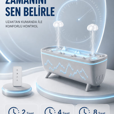 Uzaktan Kumandalı Aroma Difüzörü Sessiz Hava Nemlendirici Alev Efektli 2 4 8 Saat Zamanlayıcılı
