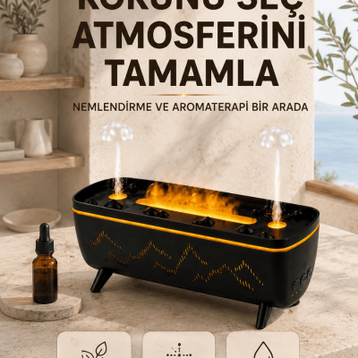 Uzaktan Kumandalı Hava Nemlendirici Aromaterapi Difüzörü 2 4 8 Saat Zamanlayıcılı Siyah