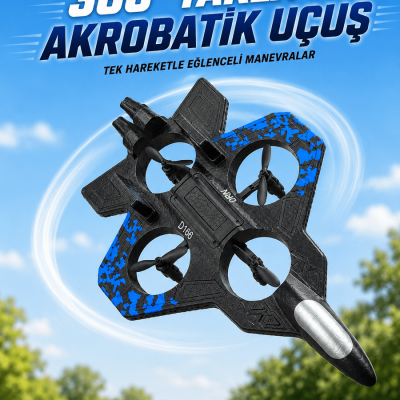 Uzaktan Kumandalı Savaş Uçağı Drone 2.4 GHz Jiroskoplu Tek Tuş Kalkış İniş 360° Dönüş