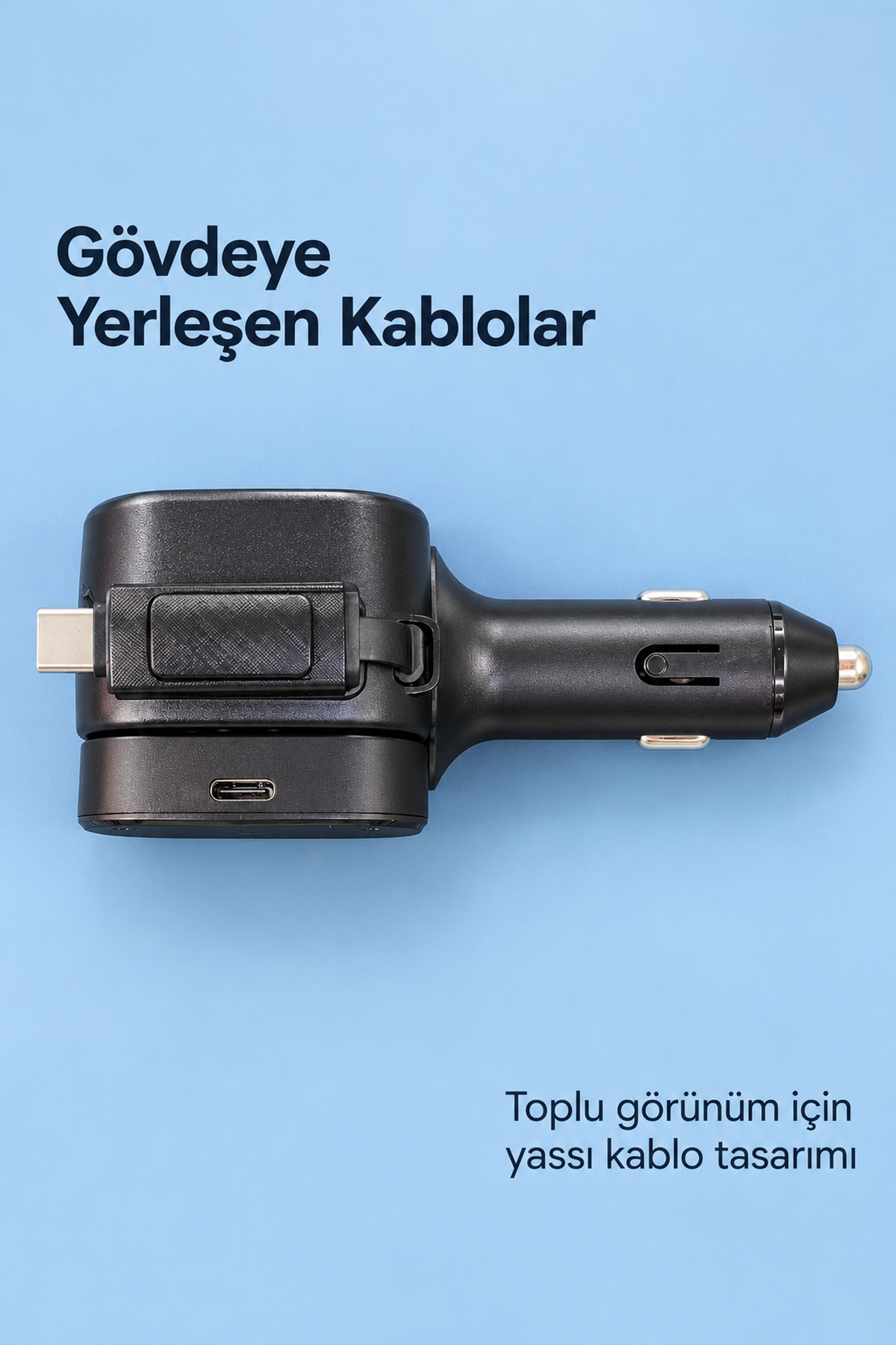 Uzayabilen Yassı Kablolu Çakmaklık Şarj Cihazı Type C ve Lightning