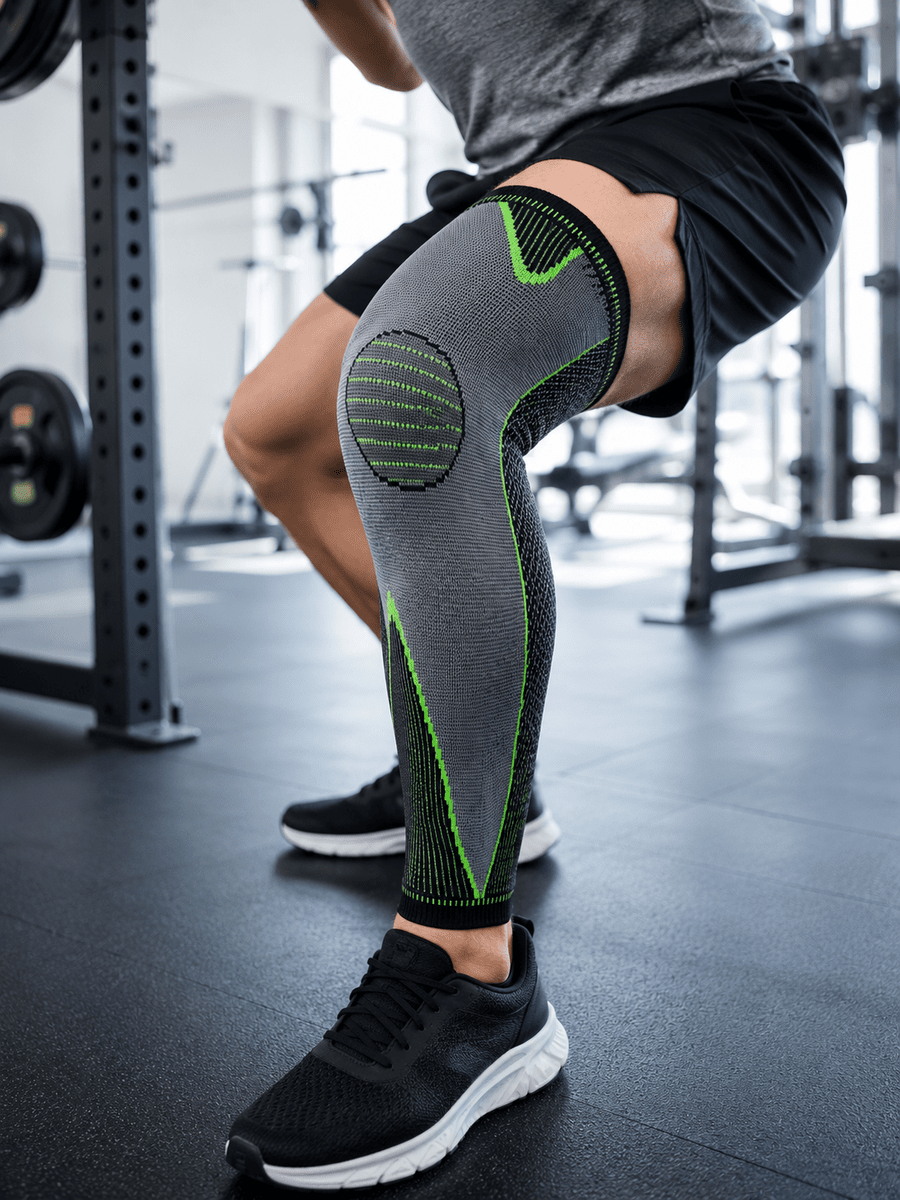 Ergonomik Uzun Spor Dizliği Esnek Kumaşlı Tam Boy Kompresyon Desteği