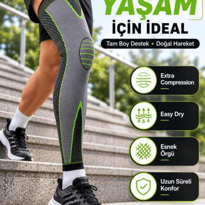 Uzun Kompresyon Diz Destekliği Spor ve Günlük Kullanım İçin Güçlü Destek