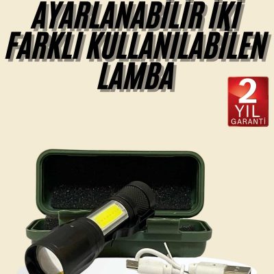 Uzun Menzilli Şarjlı El Feneri Uzun Ömürlü Led Işık Lamba