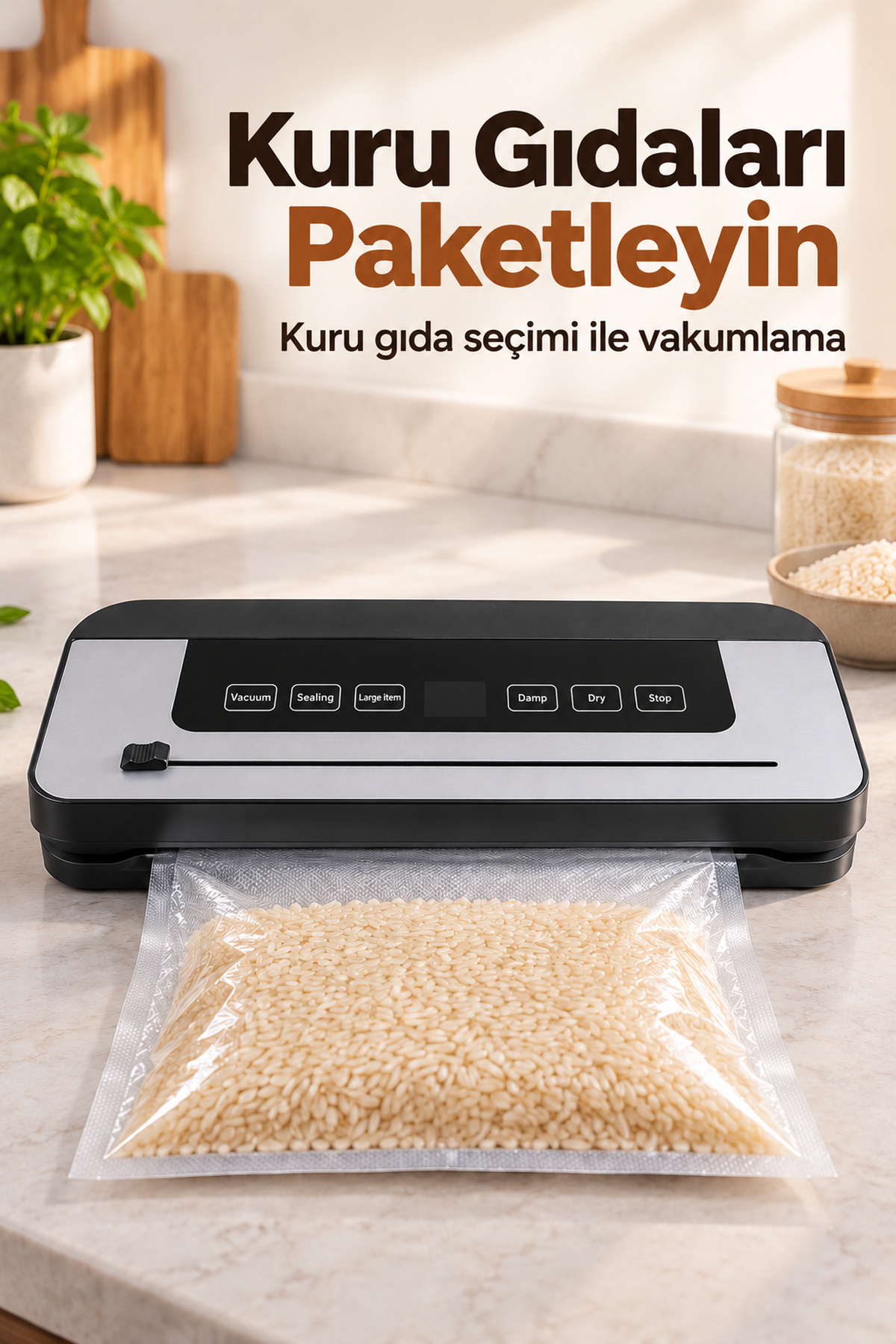 Poşet Yapıştırma ve Vakumlama Makinesi Açılır Kapaklı