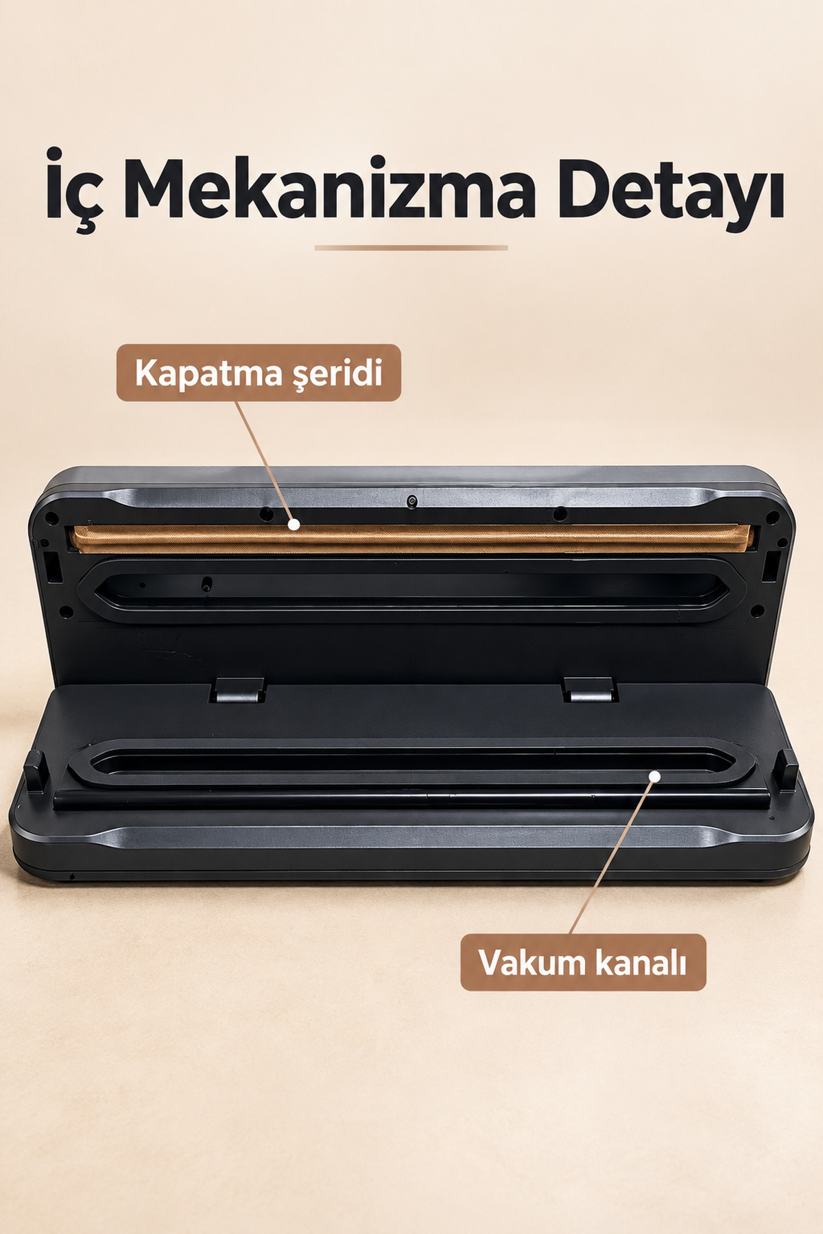 Poşet Yapıştırma ve Vakumlama Makinesi Açılır Kapaklı