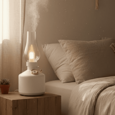 Vintage Dekoratif Gaz Lambası Görünümlü Aromaterapi Difüzör 1200 mAh USB Şarjlı