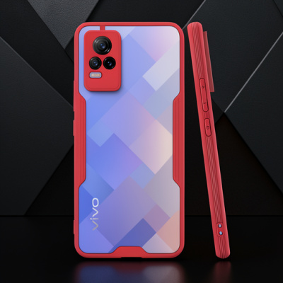 Vivo V21e Kılıf Platin Silikon - Kırmızı