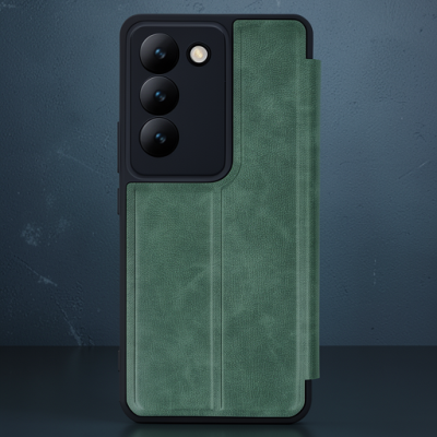 Vivo V30 Lite 4g Kılıf Flip Cover - Koyu Yeşil