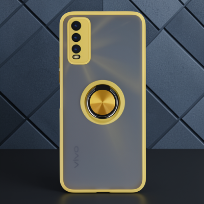 Vivo Y11s Kılıf Montreal Yüzüklü Silikon Kapak - Sarı