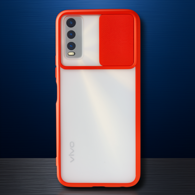 Vivo Y11s Kılıf Palm Buzlu Kamera Sürgülü Silikon - Kırmızı