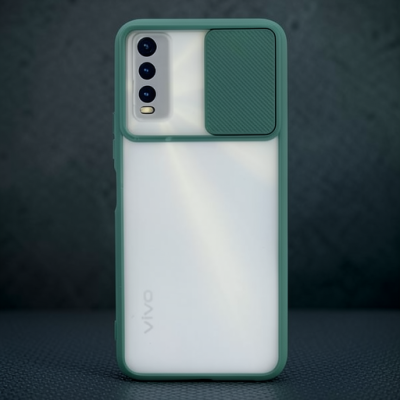 Vivo Y11s Kılıf Palm Buzlu Kamera Sürgülü Silikon - Yeşil