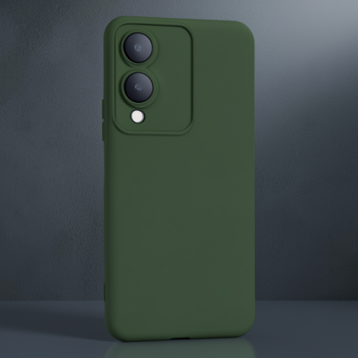 Vivo Y17s Kılıf Nano İçi Kadife Silikon - Koyu Yeşil