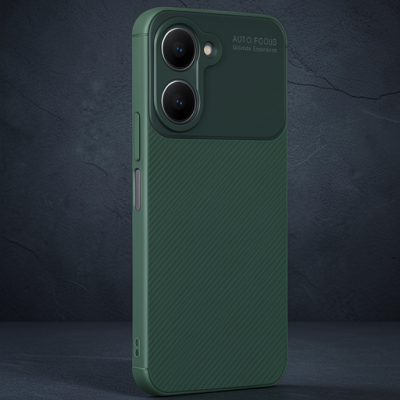 Vivo Y18 Kılıf Auto Focus Karbon Kapak - Koyu Yeşil