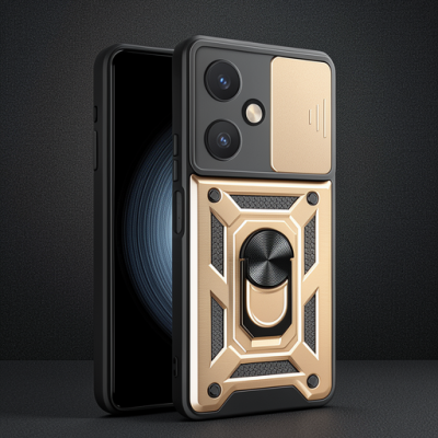 Vivo Y27 Kılıf Pars Lens Yüzüklü Silikon - Gold