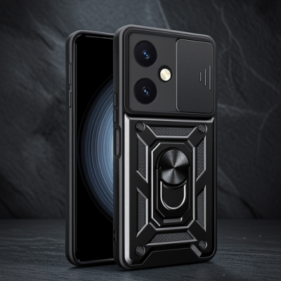 Vivo Y27 Kılıf Pars Lens Yüzüklü Silikon - Siyah
