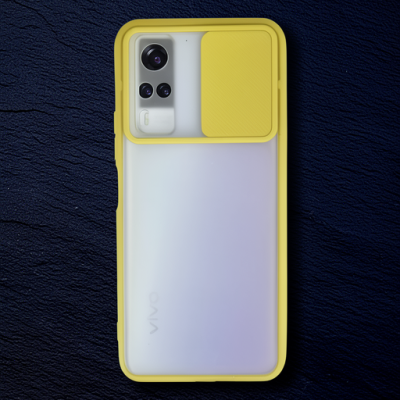 Vivo Y53s Kılıf Palm Buzlu Kamera Sürgülü Silikon - Sarı