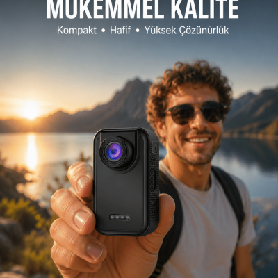 Vlog, Seyahat ve Günlük Video Çekimleri İçin Mini Kamera Yeni Nesil