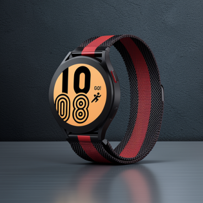 Watch 20mm Metal Mıknatıslı Kordon (saat Değildir) - Siyah-kırmızı