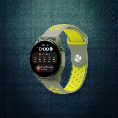 Watch 20mm Spor Delikli Kordon - Gri-yeşil