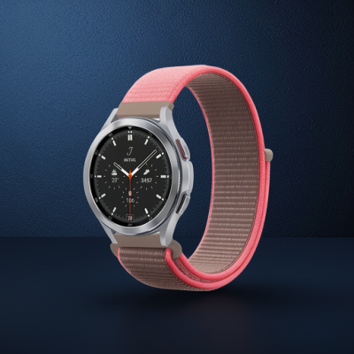 Watch 22mm Hasırlı Cırtcırtlı Kordon - Pembe