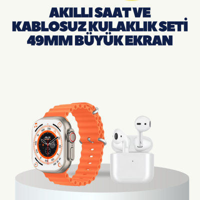Watch 9 Max Akıllı Saat Kulaklık Seti Sağlık Takipli 45 mm Geniş Ekran