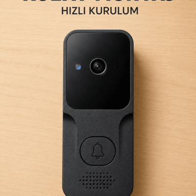 Akıllı Görüntülü Kapı Zili HD Kamera, Hareket Bildirimi ve Kablosuz Kurulum