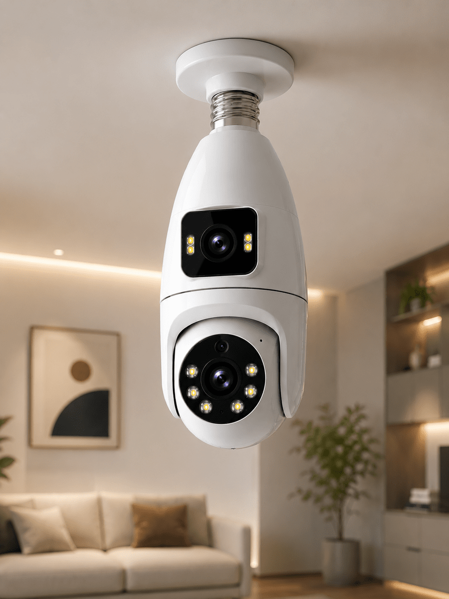 Çift Lens Wi-Fi Ampul Kamera ve Mobil Kontrol Yüksek Çözünürlüklü