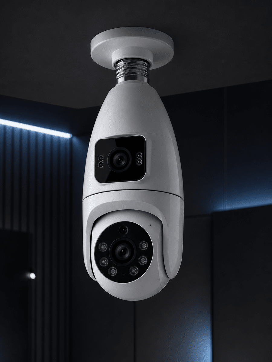 Çift Lens Wi-Fi Ampul Kamera ve Mobil Kontrol Yüksek Çözünürlüklü