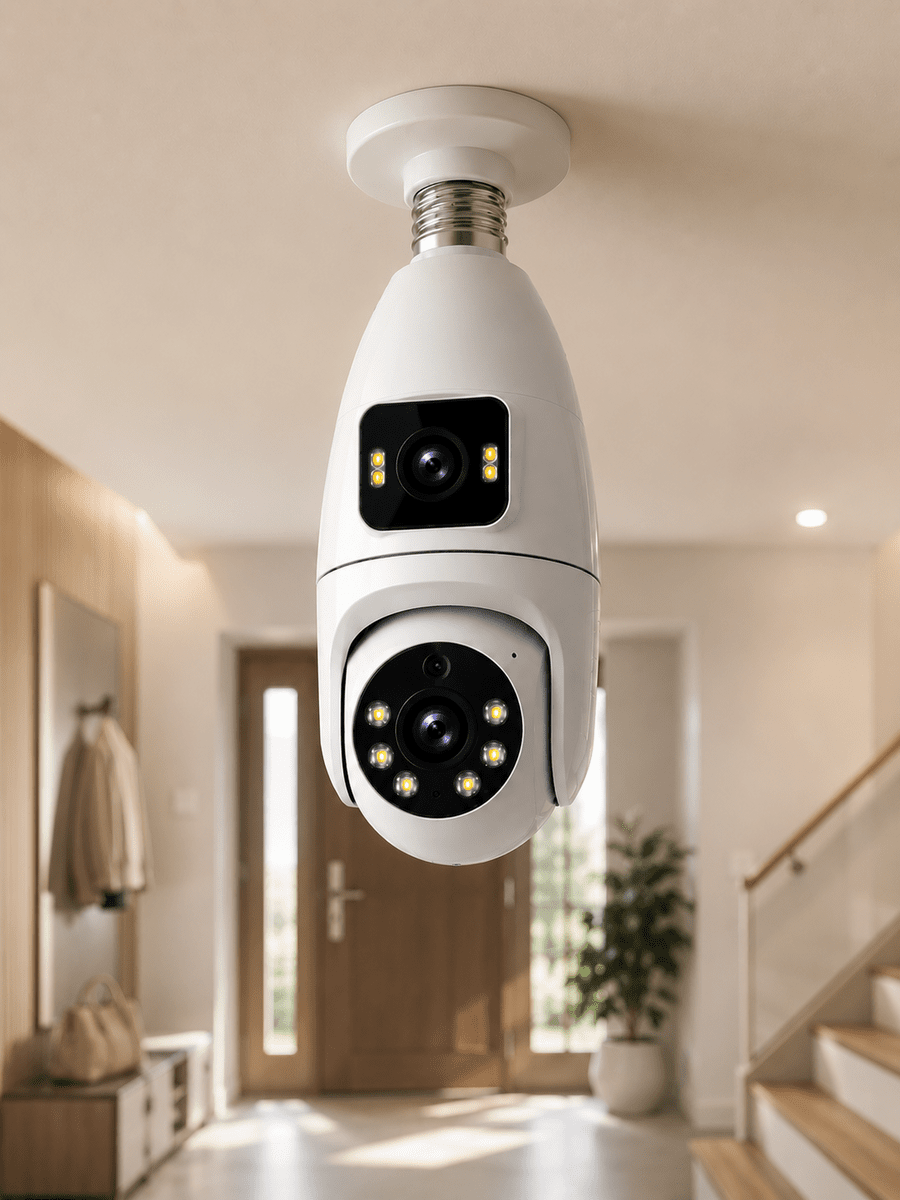 Çift Lens Wi-Fi Ampul Kamera ve Mobil Kontrol Yüksek Çözünürlüklü