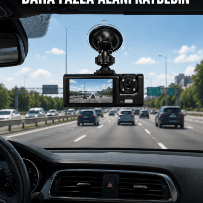WiFi Destekli Araç İçi Kamera Çift Kameralı Full HD 1080P 170° Geniş Açılı Araç Kayıt Kamerası