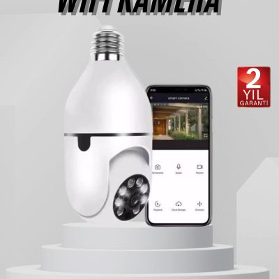 Wifi Güvenlik Kamerası 360 Derece Dönebilen Harekete Duyarlı Gece Görüşlü Ampul