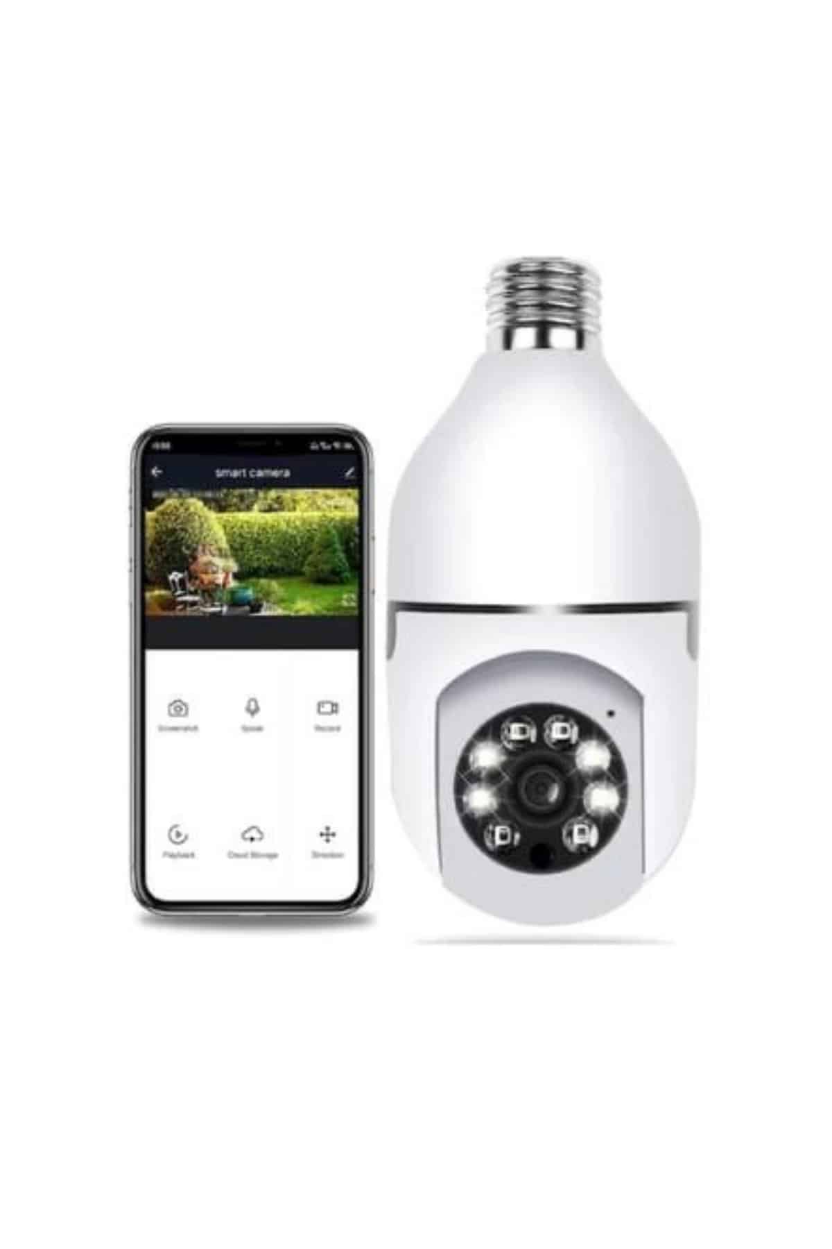 Akıllı Kamera Wifi Kamera Duylu Ampul Görünümlü 360 Derece Dönebilen Ev Kamerası