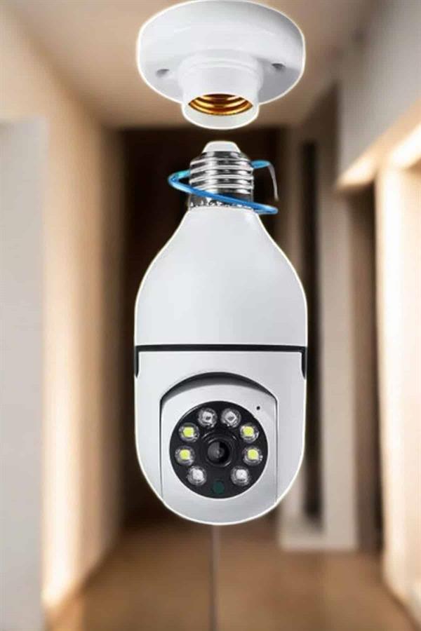 Wifi Kamera Duylu Ampul Görünümlü 360 Derece Dönebilen Ev Kamerası