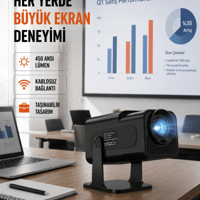 WiFi6 ve Bluetooth 5.4 Destekli LED Projektör - HCS350pro Yeni Nesil