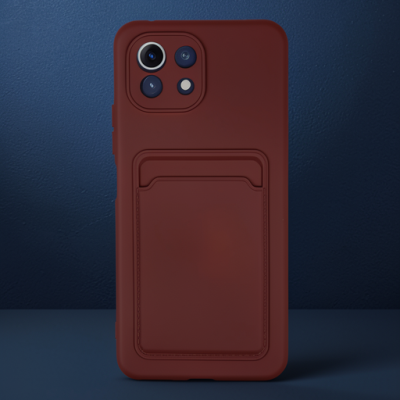 Xiaomi Mi 11 Kılıf Kelvin Kartvizitli Silikon - Bordo