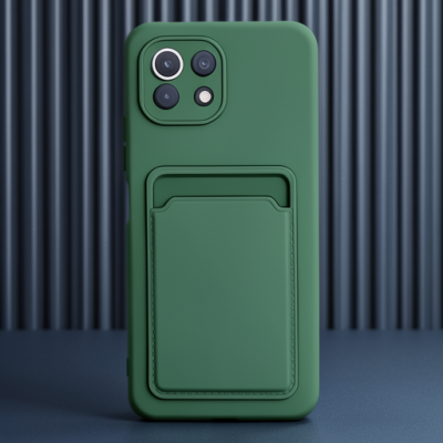 Xiaomi Mi 11 Kılıf Kelvin Kartvizitli Silikon - Koyu Yeşil