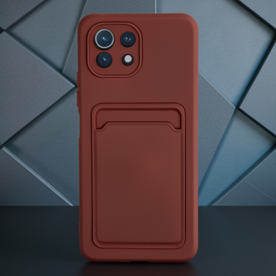 Xiaomi Mi 11 Lite Kılıf Kelvin Kartvizitli Silikon - Bordo